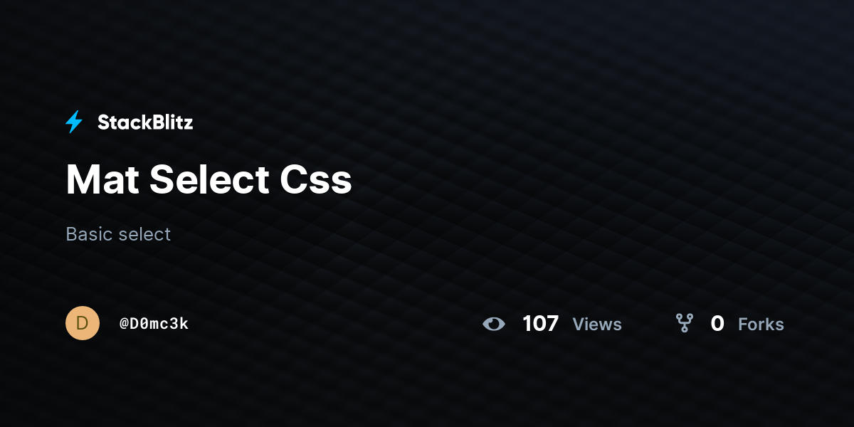 Mat Select Css StackBlitz