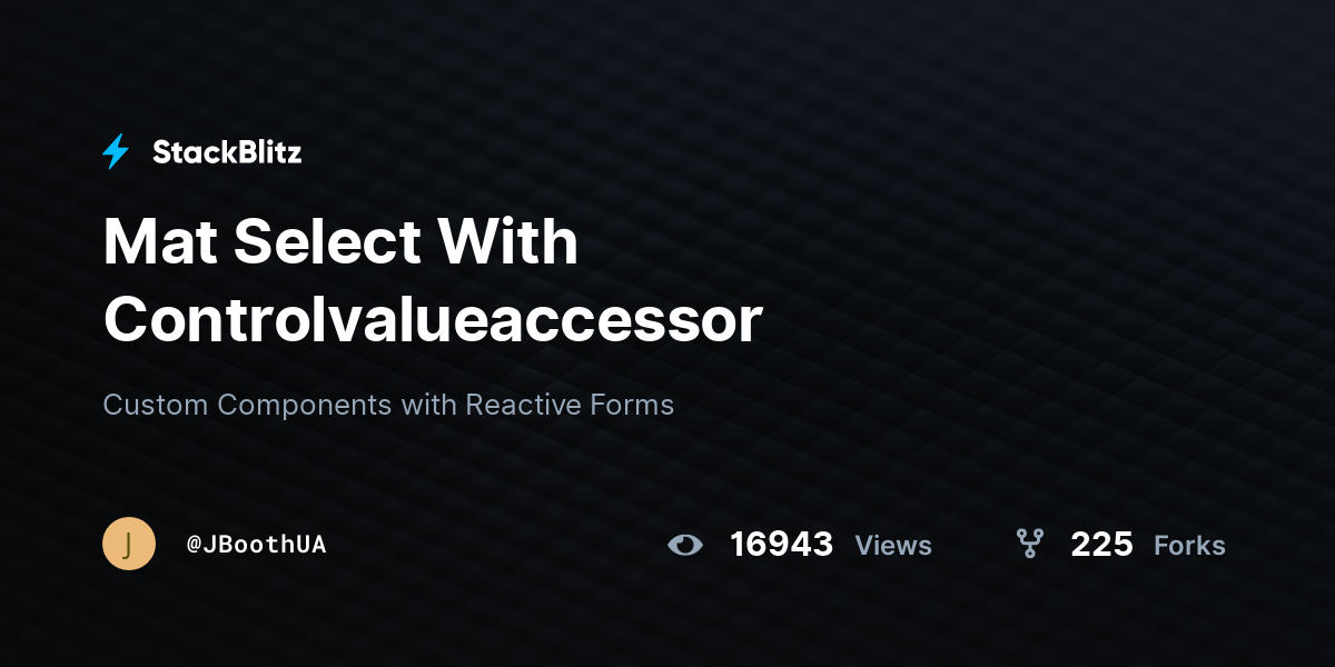 Mat Select With Controlvalueaccessor StackBlitz