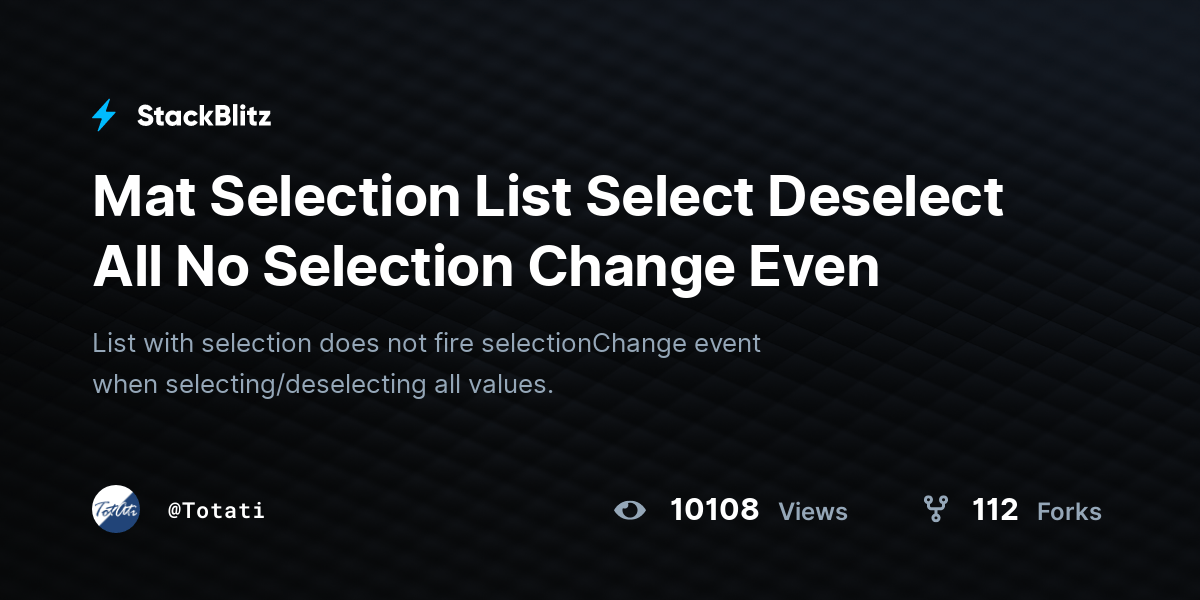 Mat Selection List Select Deselect All No Selection Change Even