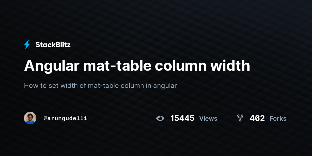Angular mattable column width StackBlitz