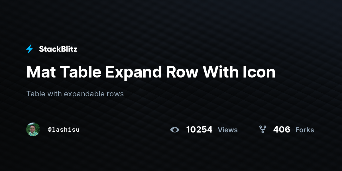 Mat Table Expand Row With Icon StackBlitz