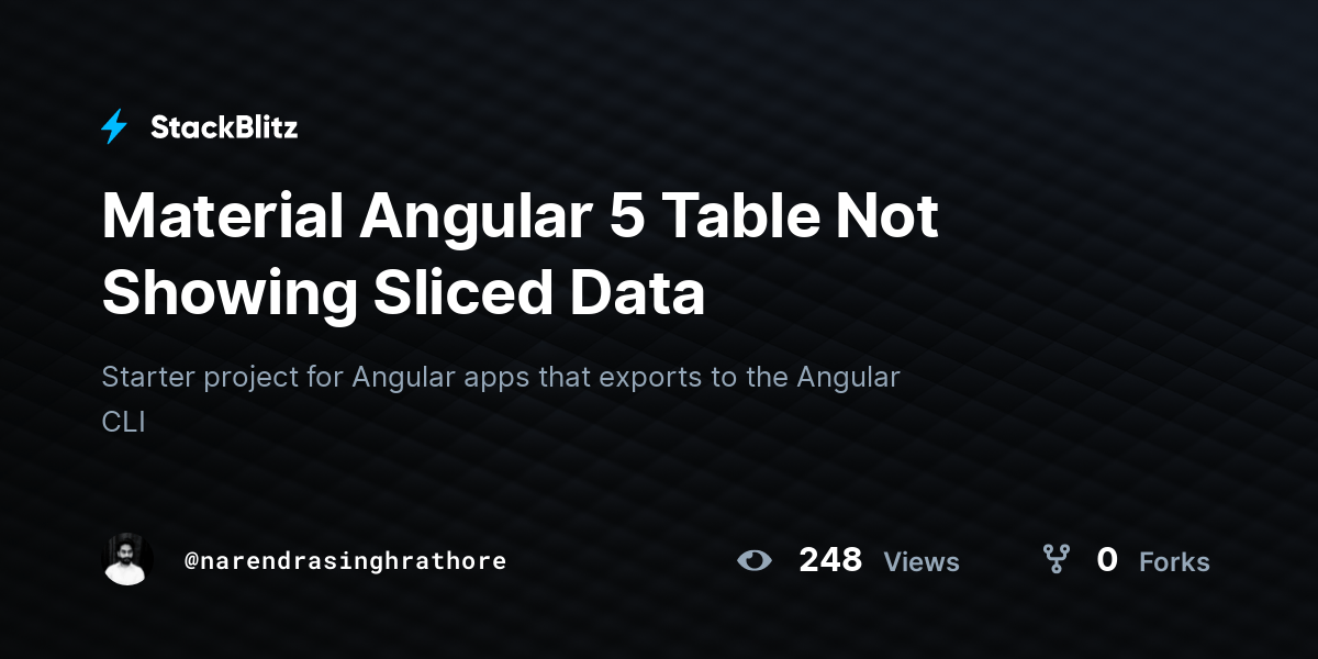 Material Angular 5 Table Not Showing Sliced Data StackBlitz