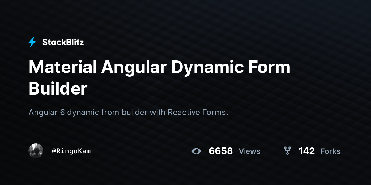 Material Angular Dynamic Form Builder StackBlitz