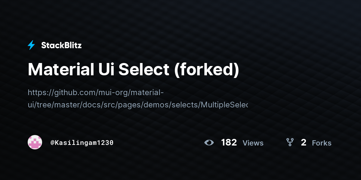 Material Ui Select (forked) StackBlitz
