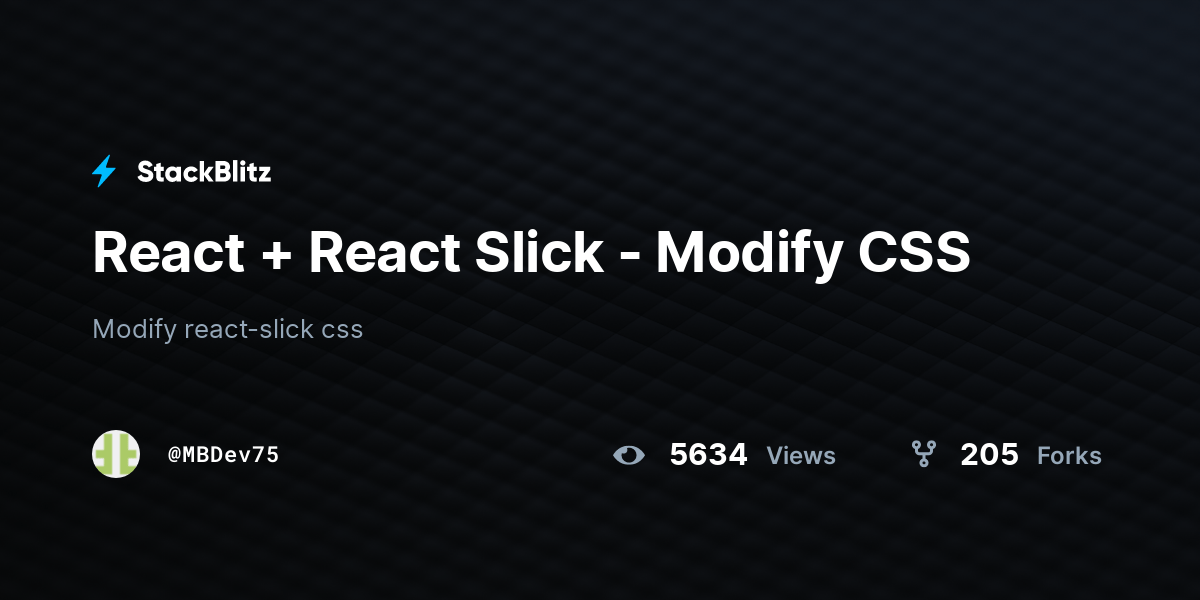 React + React Slick Modify CSS StackBlitz