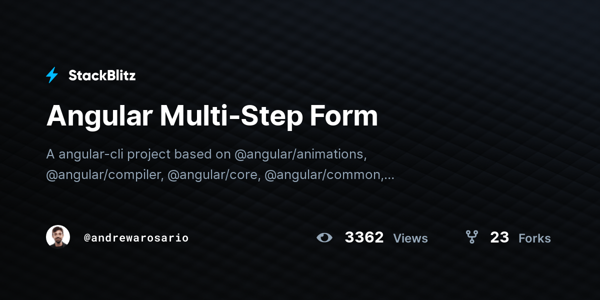 Angular MultiStep Form StackBlitz