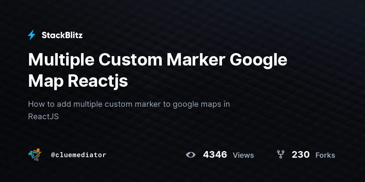 Multiple Custom Marker Google Map Reactjs StackBlitz