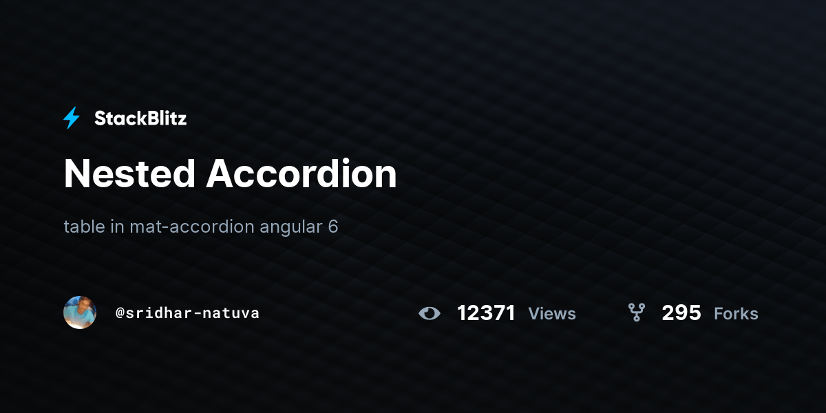 Nested Accordion StackBlitz