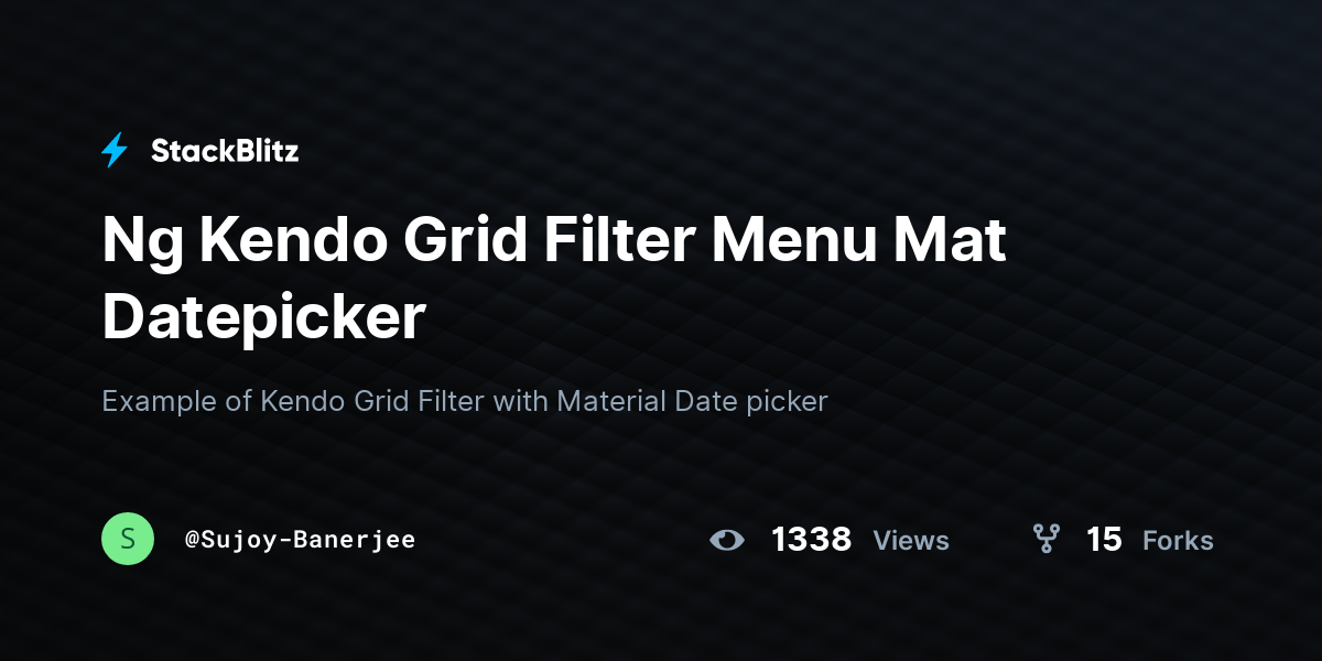 Ng Kendo Grid Filter Menu Mat Datepicker StackBlitz