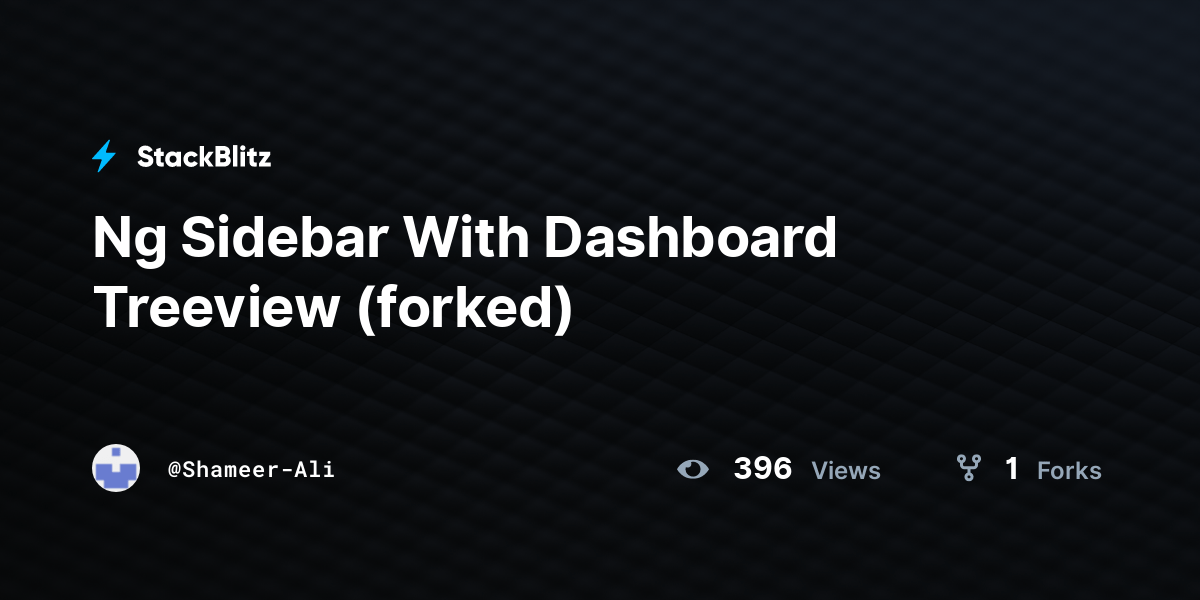 Ng Sidebar With Dashboard Treeview (forked) StackBlitz