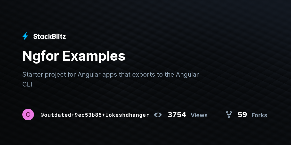 Ngfor Examples StackBlitz