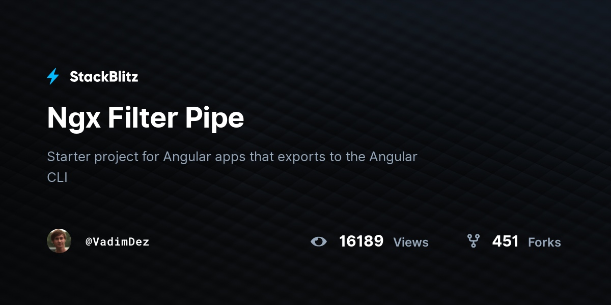 Ngx Filter Pipe StackBlitz