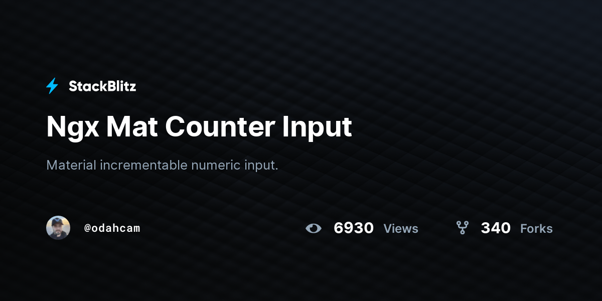 Ngx Mat Counter Input StackBlitz