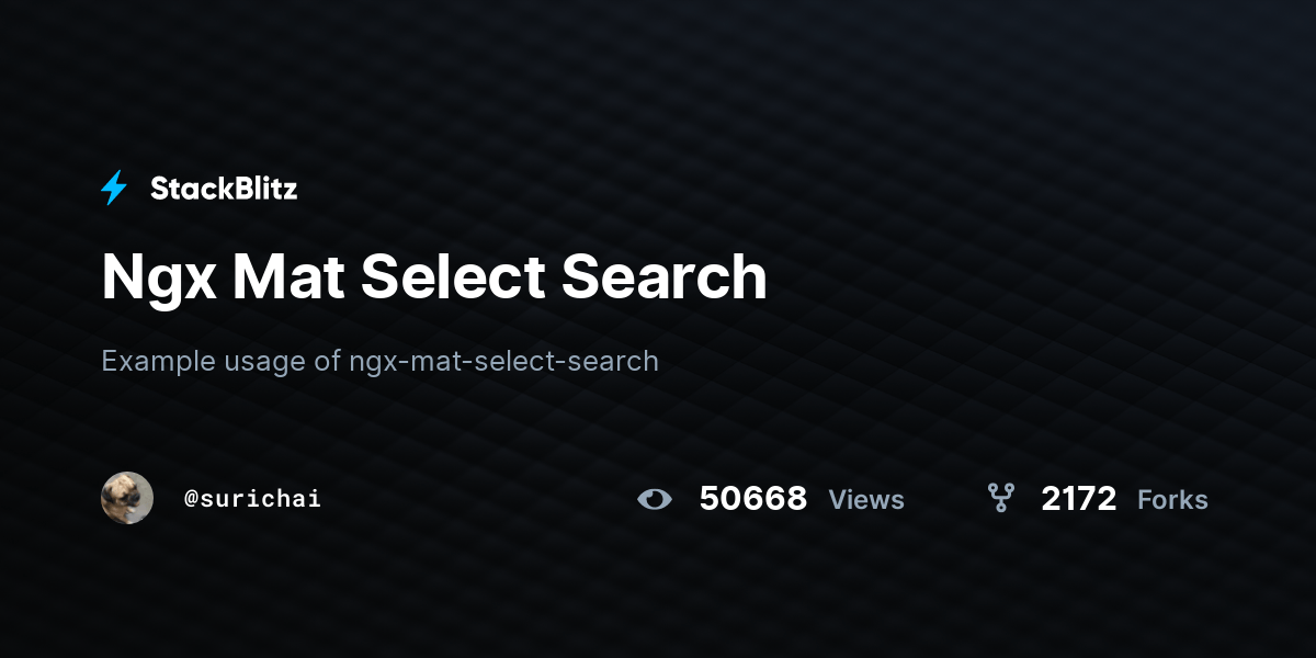 Ngx Mat Select Search StackBlitz