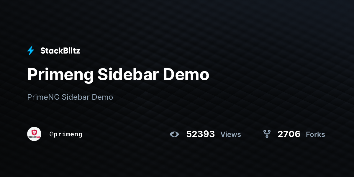 Primeng Sidebar Demo StackBlitz