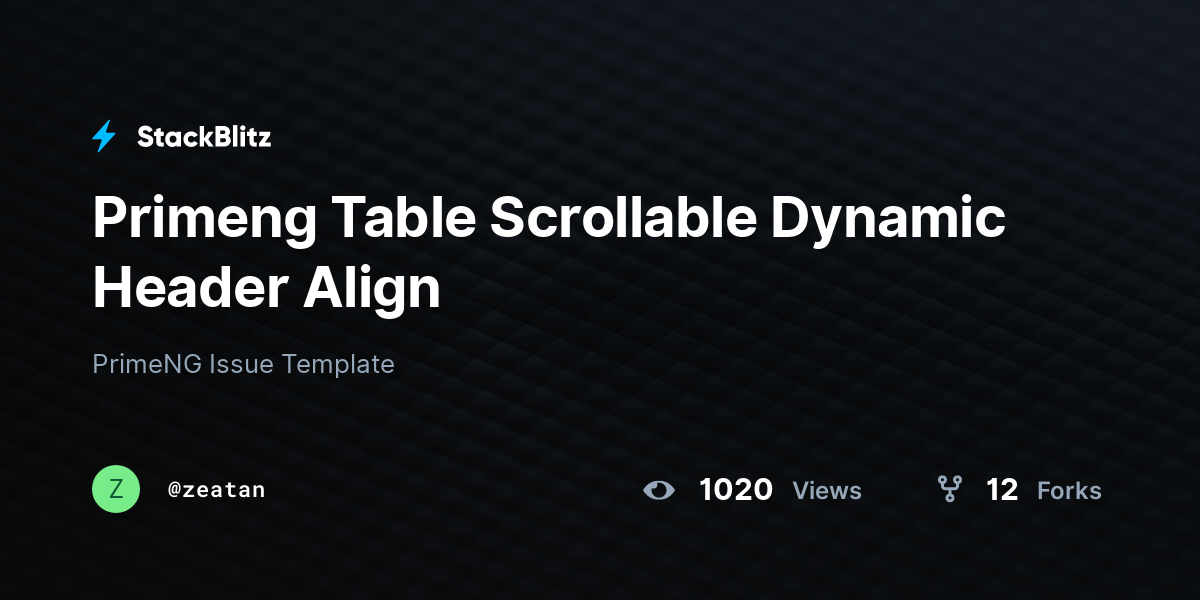 Primeng Table Scrollable Dynamic Header Align StackBlitz