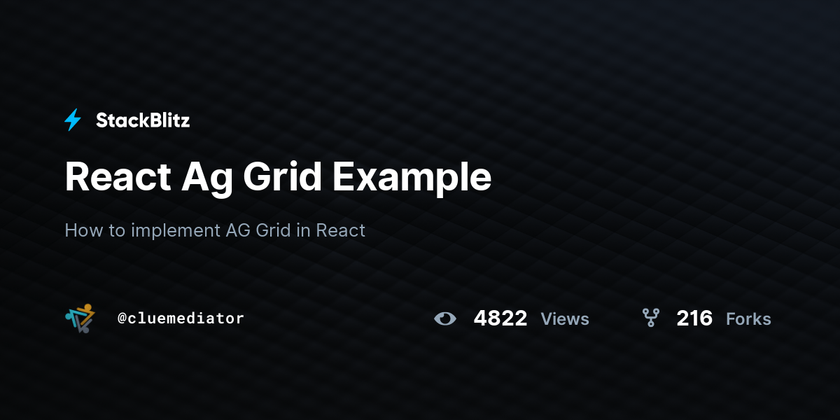 React Ag Grid Example StackBlitz