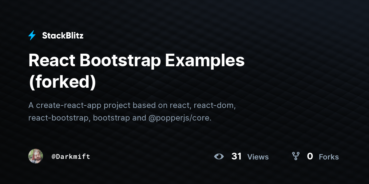 React Bootstrap Examples (forked) StackBlitz