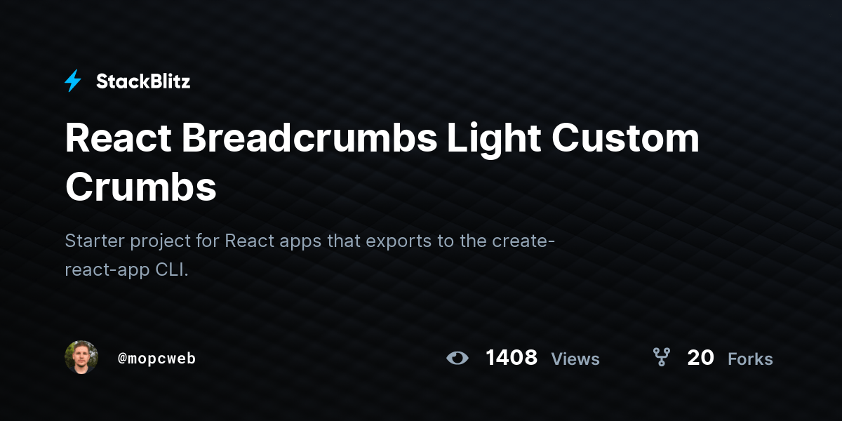 React Breadcrumbs Light Custom Crumbs StackBlitz
