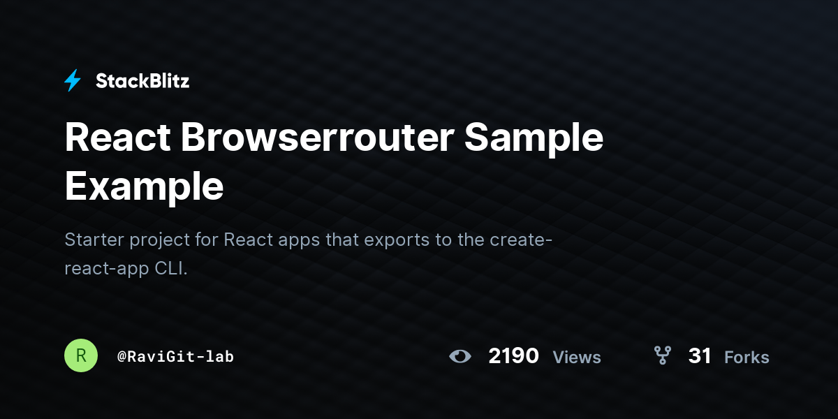 React Browserrouter Sample Example StackBlitz