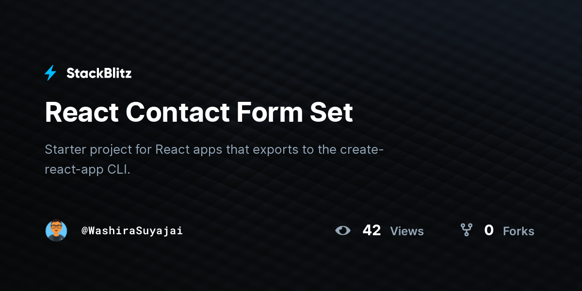 React Contact Form Set StackBlitz