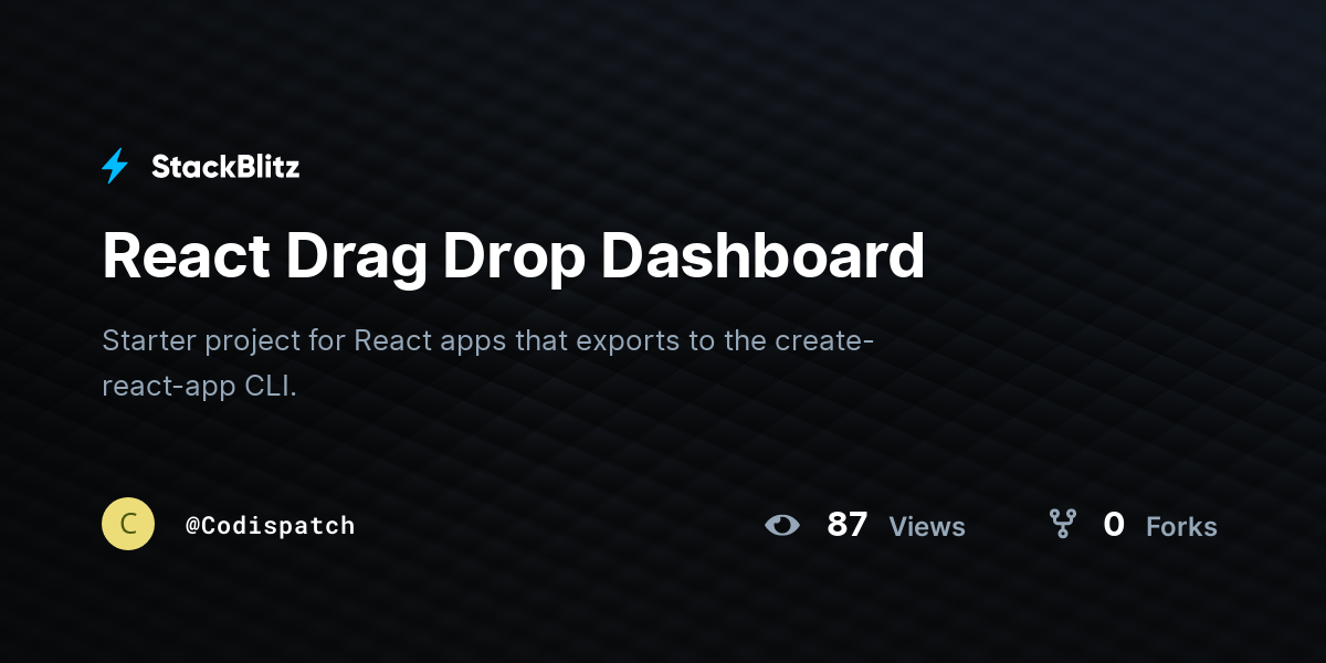 React Drag Drop Dashboard StackBlitz