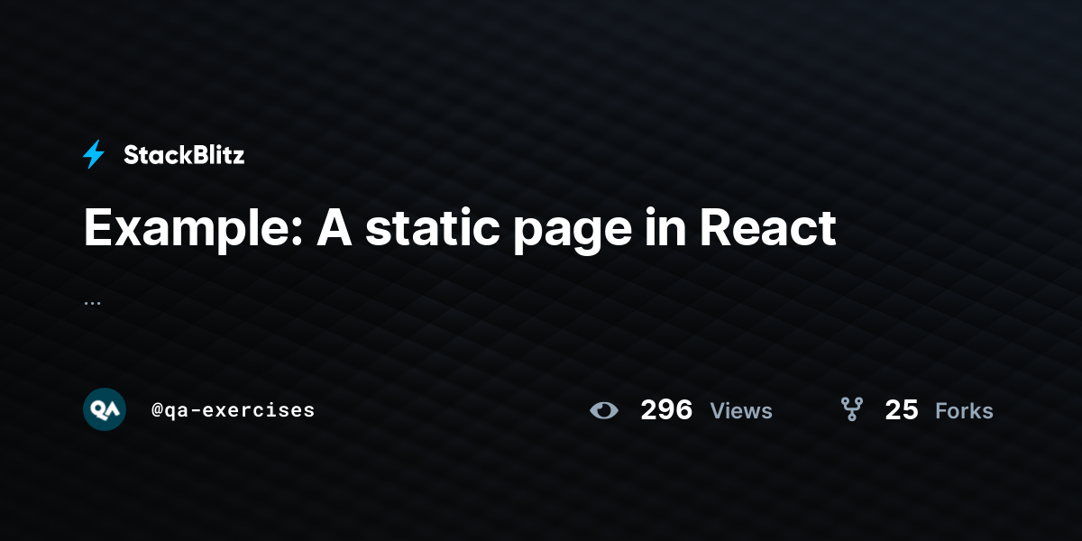 Example A static page in React StackBlitz