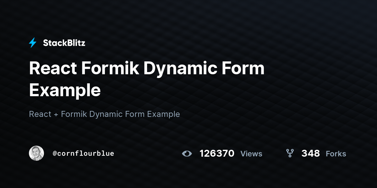 React Formik Dynamic Form Example StackBlitz