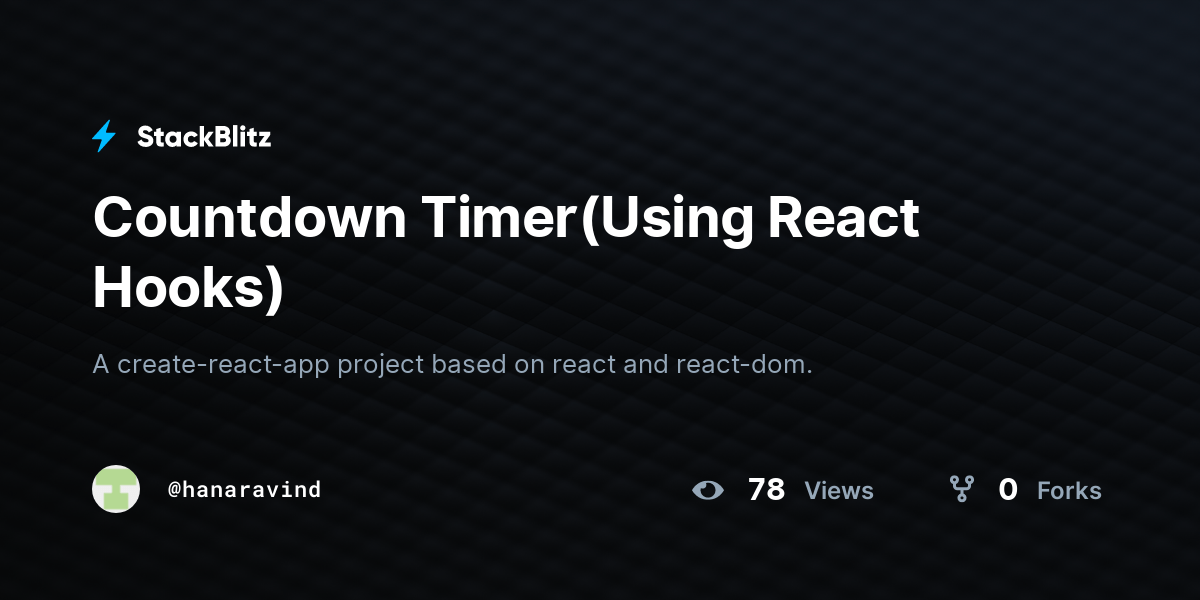 Countdown Timer(Using React Hooks) StackBlitz