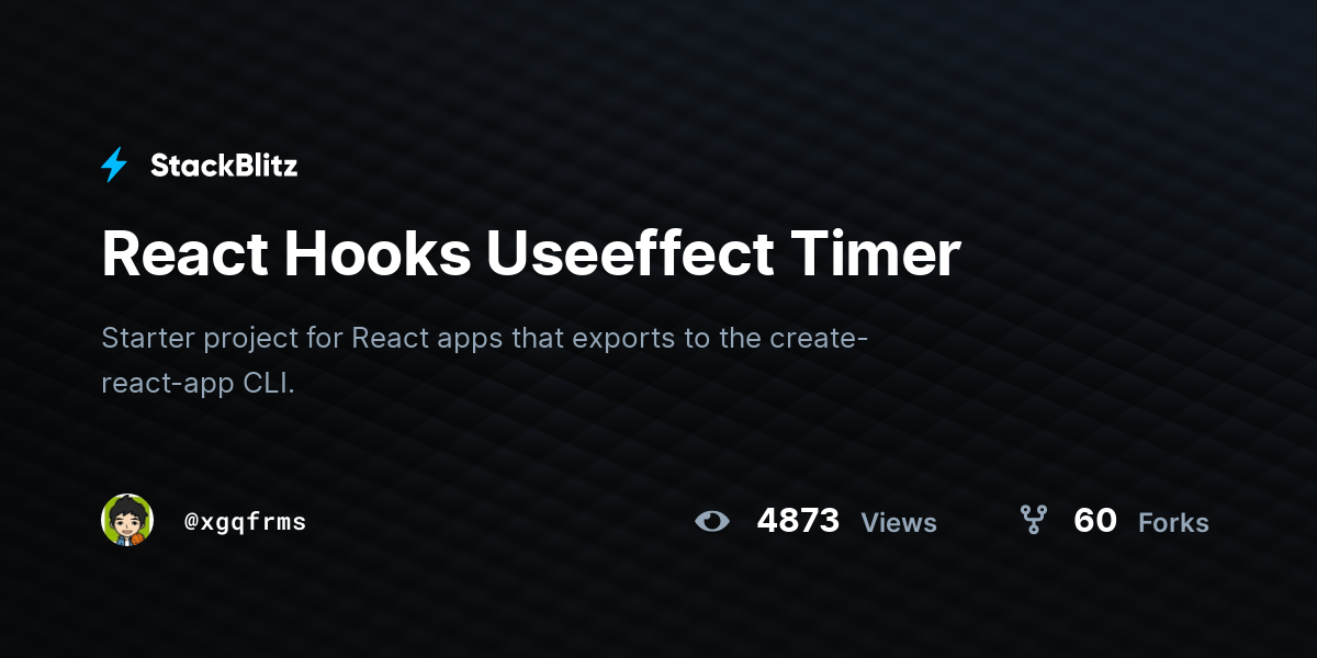 React Hooks Useeffect Timer StackBlitz