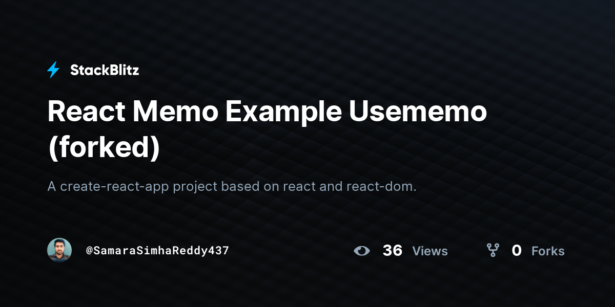 React Memo Example Usememo (forked) StackBlitz