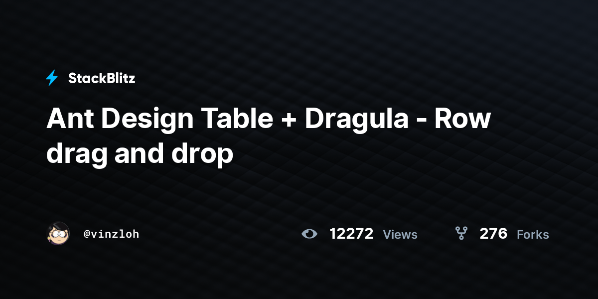 Ant Design Table + Dragula Row drag and drop StackBlitz