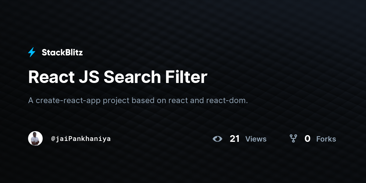 React JS Search Filter StackBlitz