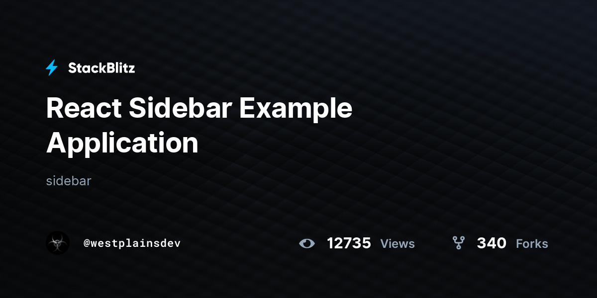 React Sidebar Example Application StackBlitz