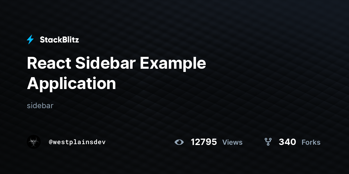 React Sidebar Example Application StackBlitz