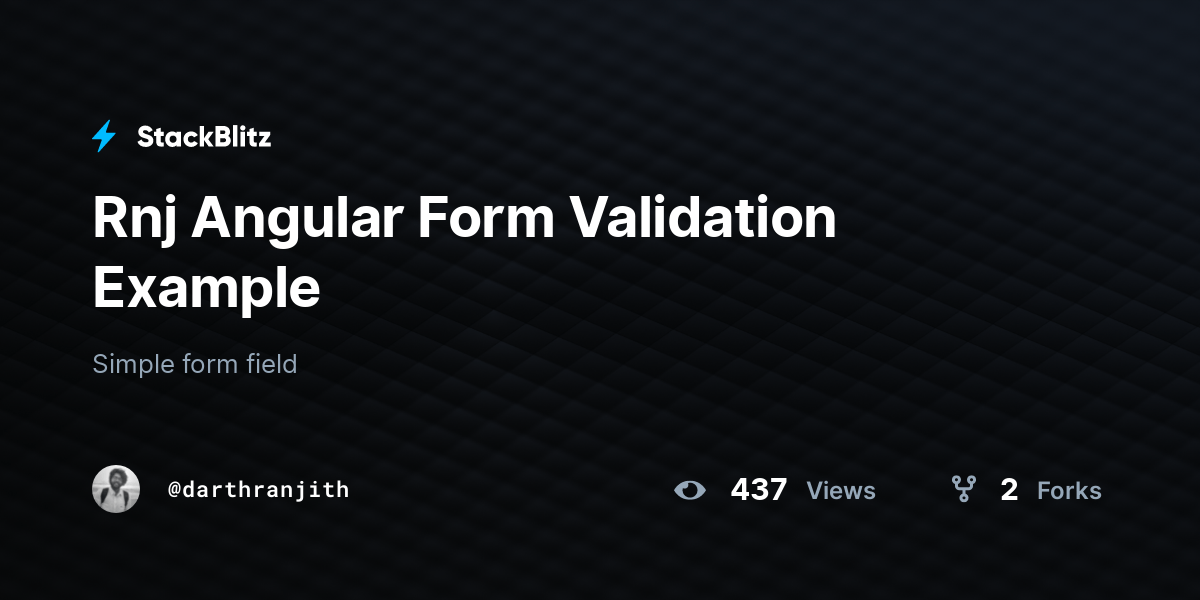 Rnj Angular Form Validation Example StackBlitz