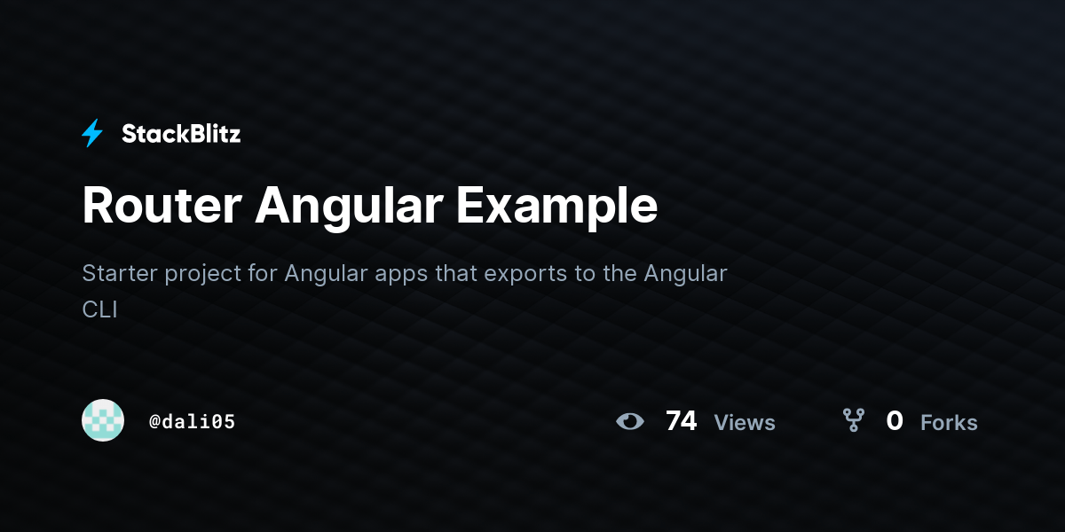 Router Angular Example StackBlitz