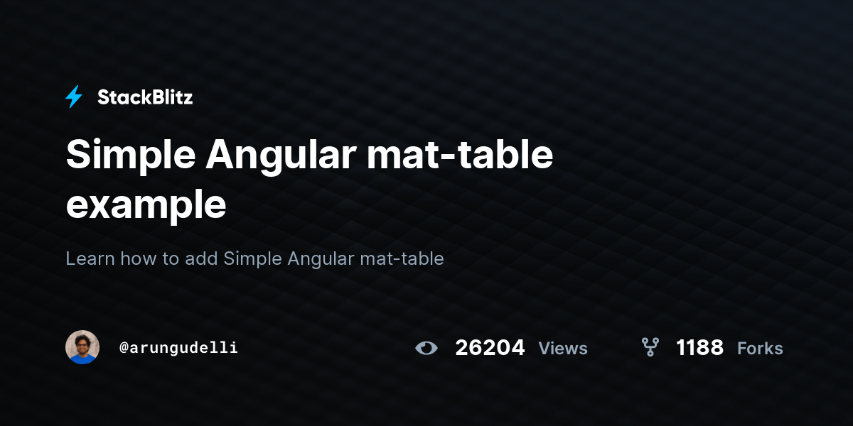 Simple Angular mattable example StackBlitz