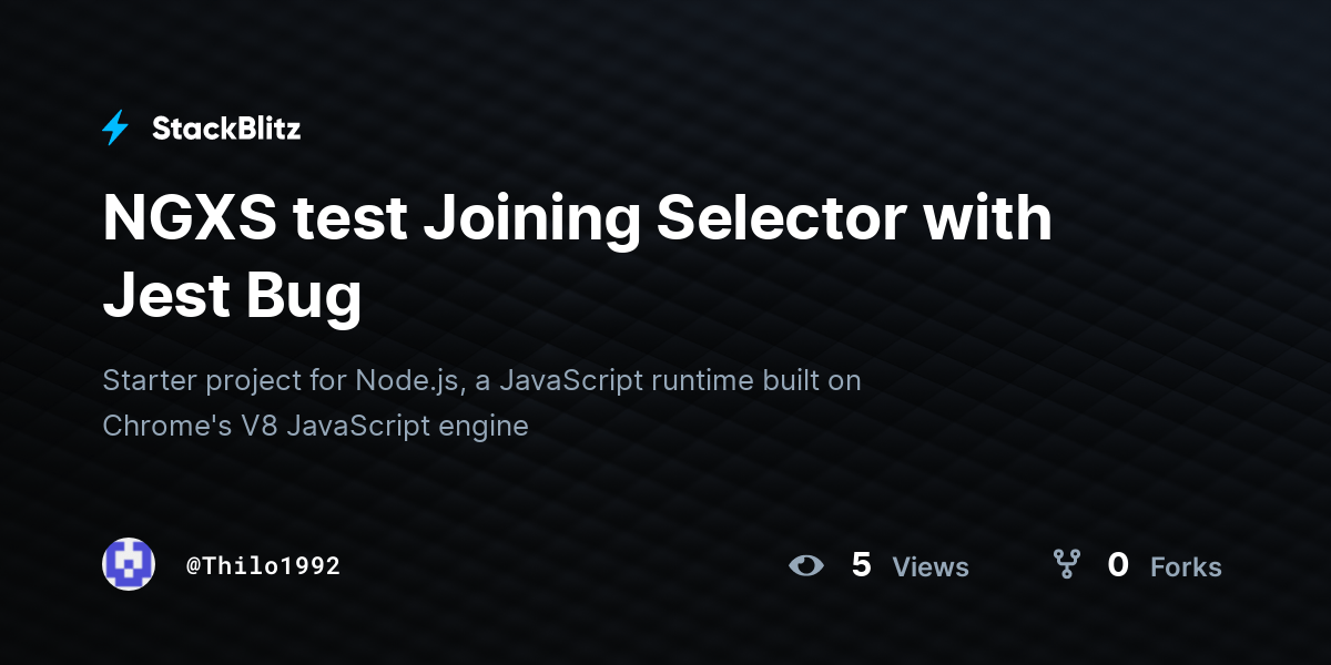 NGXS test Joining Selector with Jest Bug StackBlitz