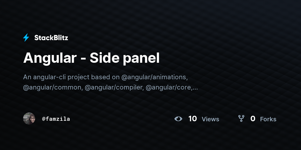 Angular Side panel StackBlitz