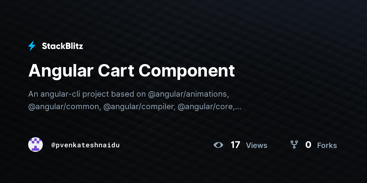 Angular Cart Component StackBlitz