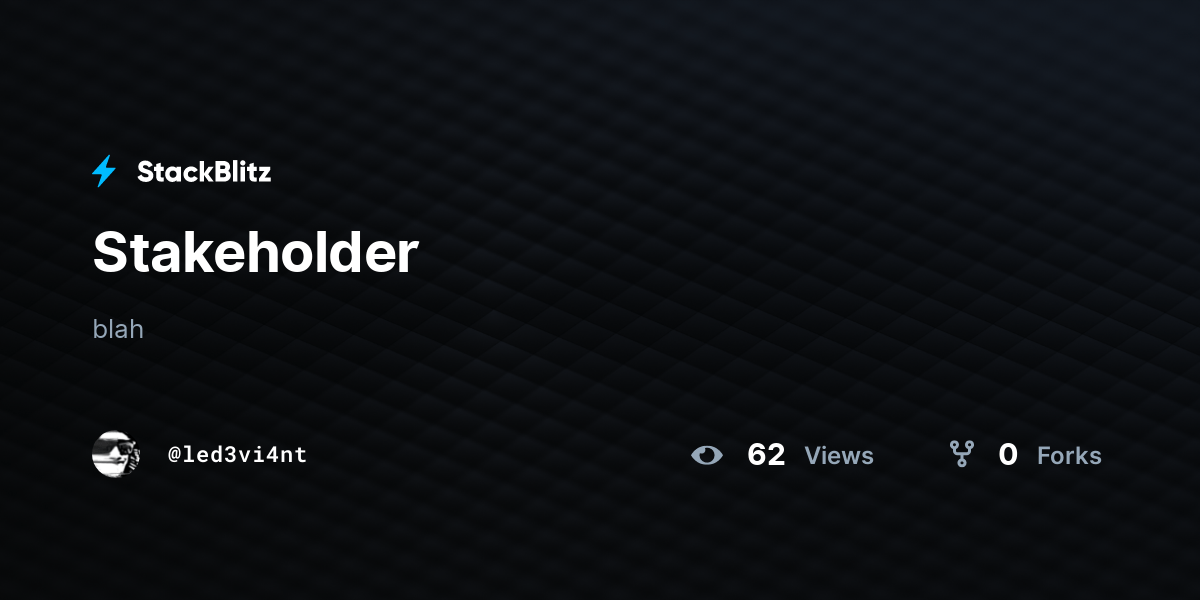 Stakeholder StackBlitz