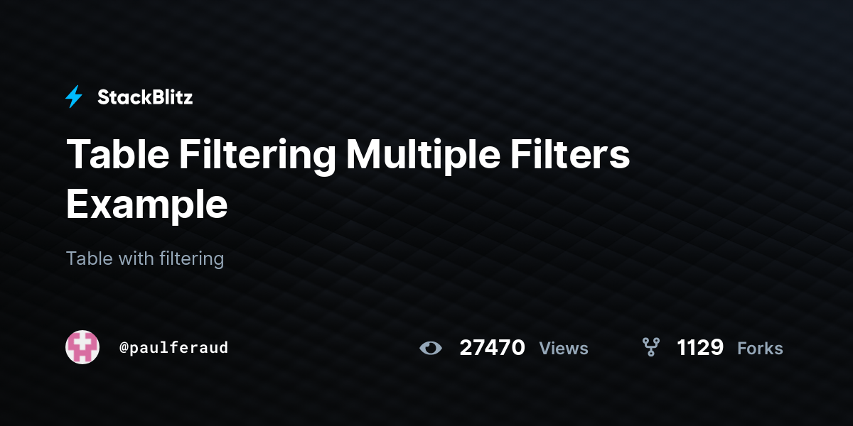 Table Filtering Multiple Filters Example StackBlitz