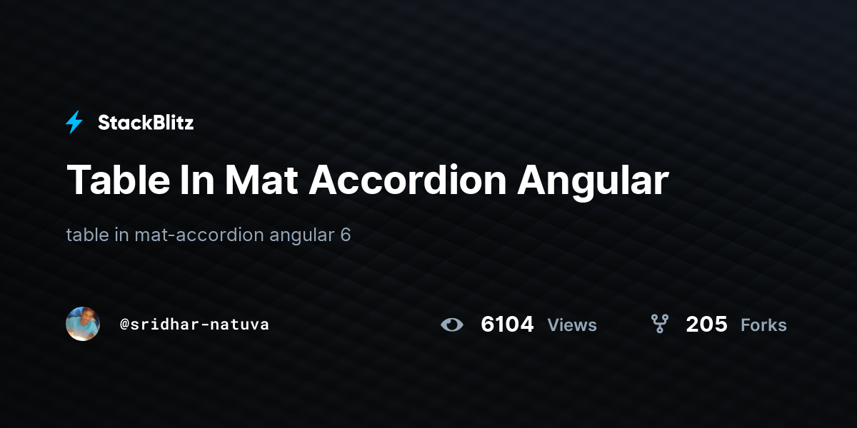 Table In Mat Accordion Angular StackBlitz