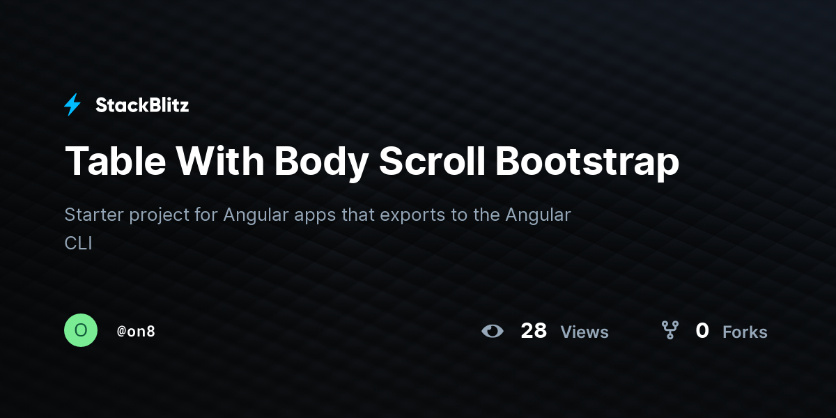 Table With Body Scroll Bootstrap StackBlitz