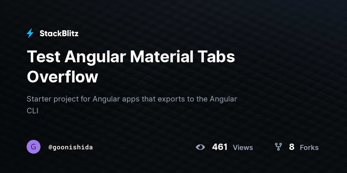 Test Angular Material Tabs Overflow StackBlitz