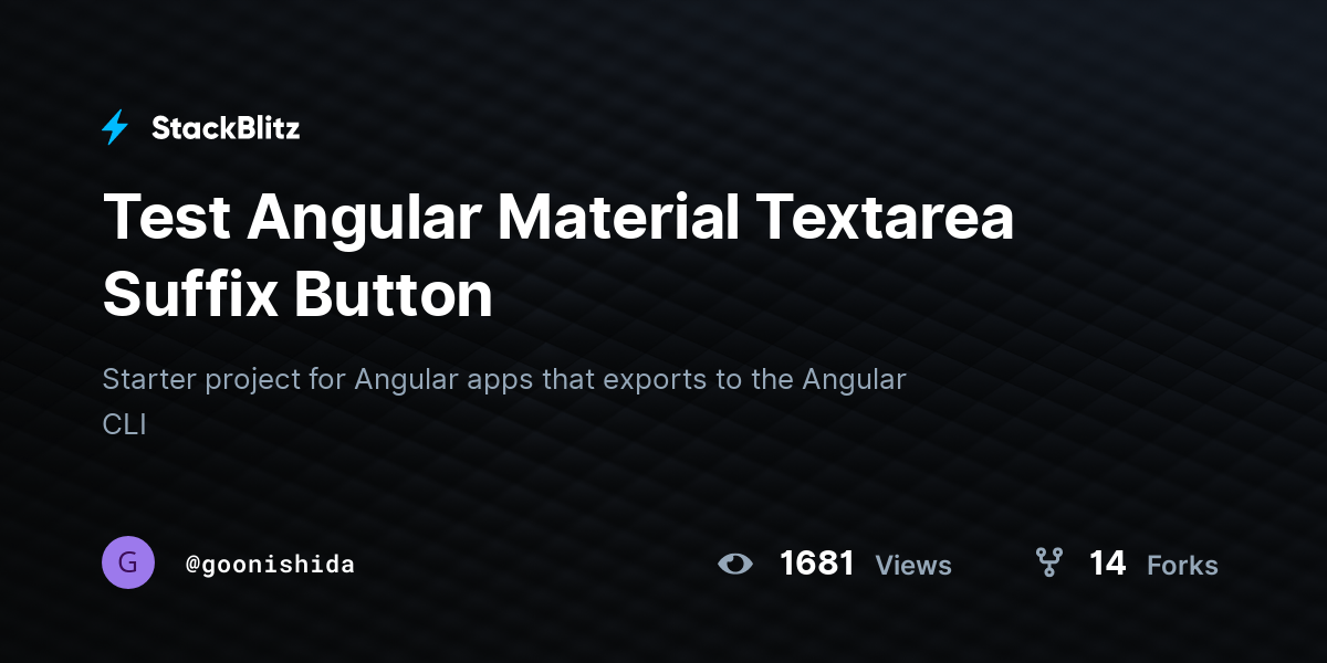 Test Angular Material Textarea Suffix Button StackBlitz