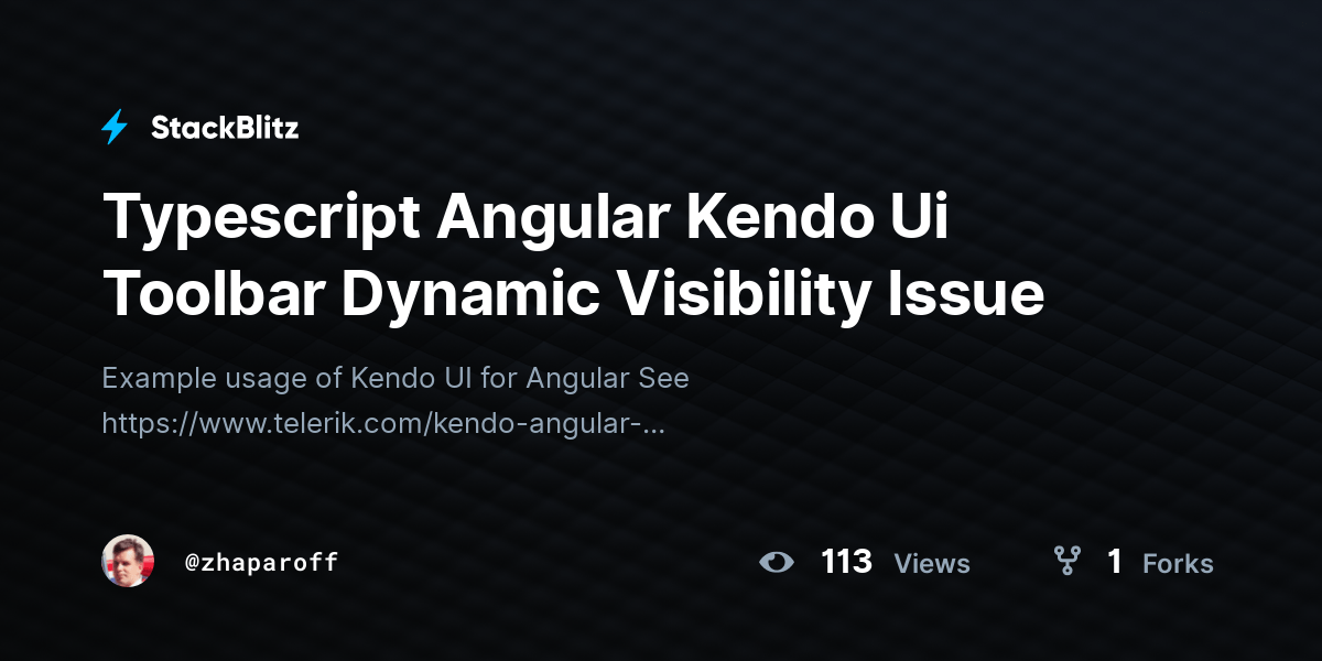 Typescript Angular Kendo Ui Toolbar Dynamic Visibility Issue StackBlitz