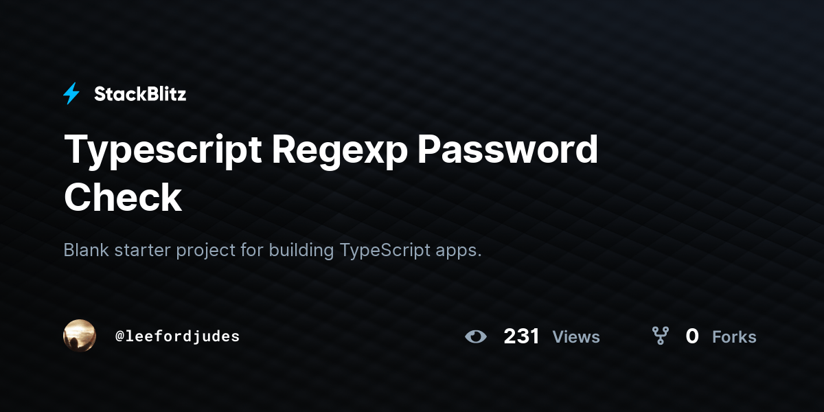 Typescript Regexp Password Check StackBlitz