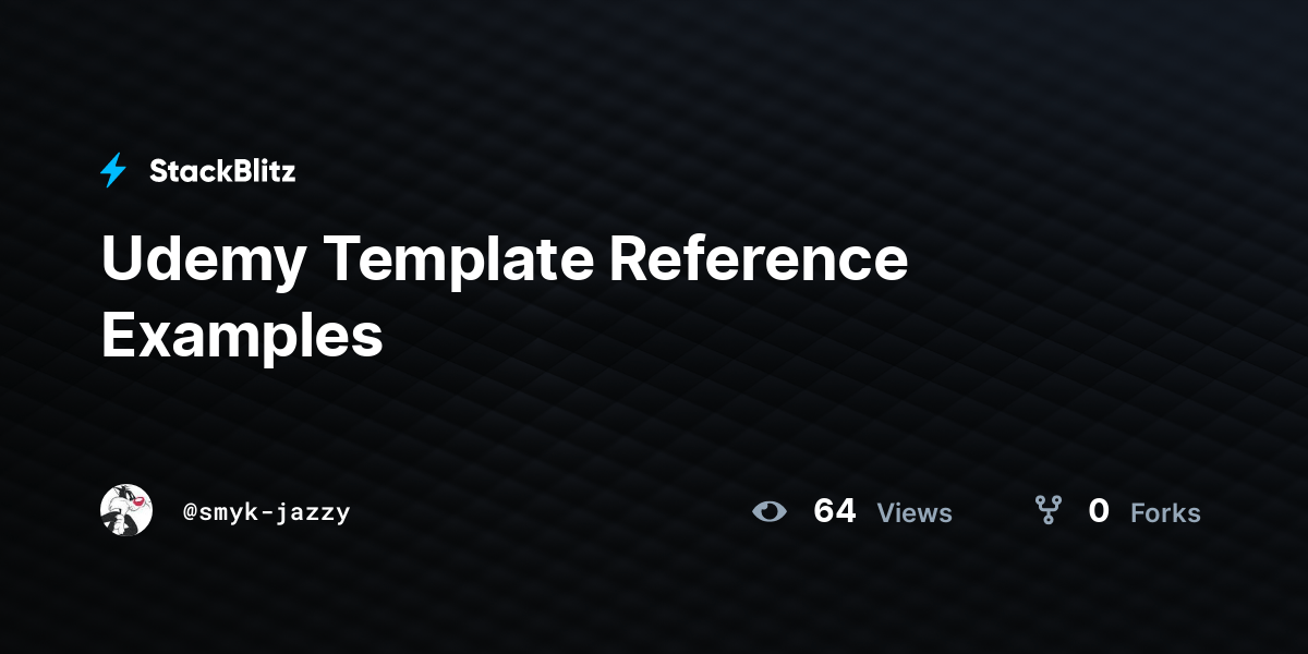 Udemy Template Reference Examples StackBlitz